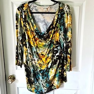 Extra Large Multicolored leaf design  Christopher Banks Top